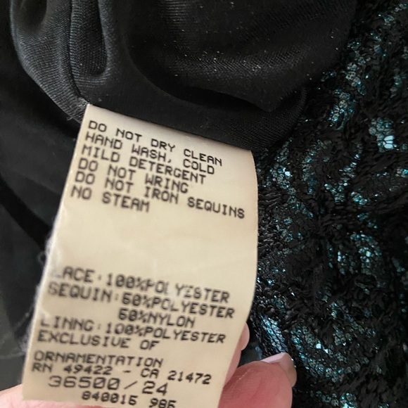 Gunne Sax Jessica McClintock Vintage Black Lace Maxi Dress Y2K Sequin Whimsygoth - Picture 6 of 6